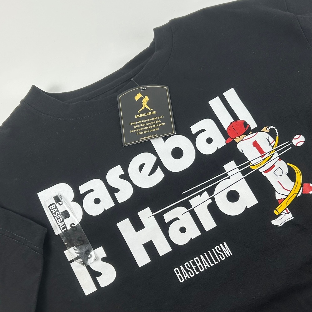 Baseballism Men's S Baseball Is Hard Graphic T-Shirt Black Cotton Lifestyle NEW